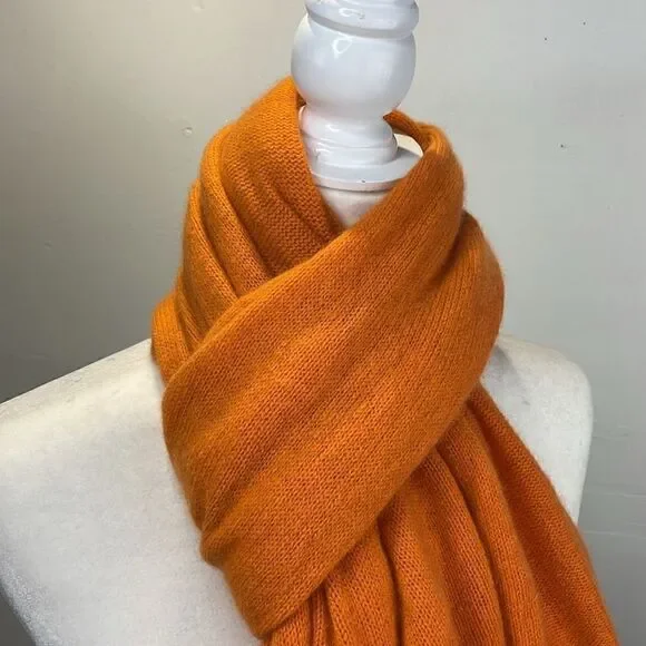 SCARF Orange Rectangular Oversized Very Soft - Picture 3 of 5